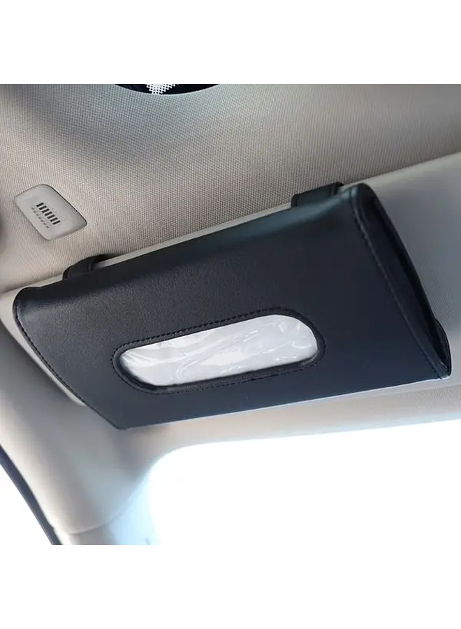 Black Strap Style Car Tissue Box Hanging Sun Visor Organizer Faux Leather Rear Seat Holder - Image 3