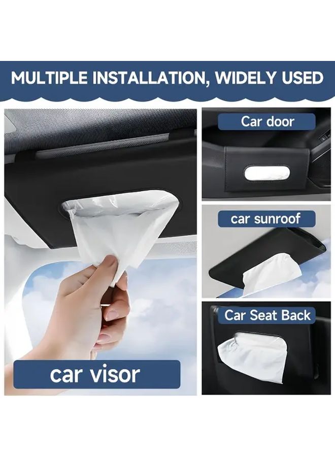Black Strap Style Car Tissue Box Hanging Sun Visor Organizer Faux Leather Rear Seat Holder - Image 4