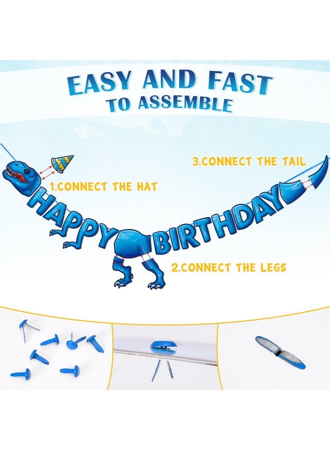 WERNNSAI Birthday Party Banner - Dinosaur Happy Birthday Banner for Kids Party Decoration Dinosaur Theme Birthday Supplies for Boys Birthday Party Decor Hanging Kids Birthday Decorations Pre-Strung - Image 2