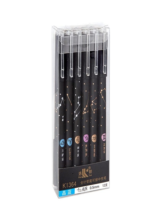 APCATIO 12 pcs Erasable Gel Pens printed star galaxy zodiac 0.5mm gel Blue Ink Pen Stationary Supplies - Image 1