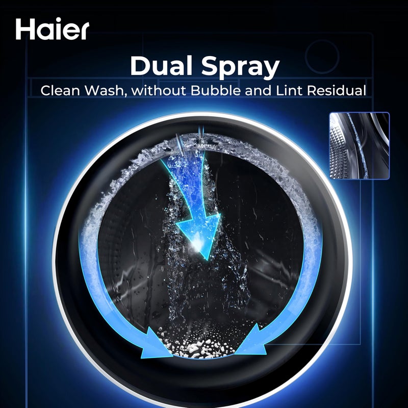 Haier Washing Machine 7.5kg Front Load Inverter/Laser Welding/Dual Spray/Auto Weight/ABT/ Starry /Full Part 2 Years Warranty -10 Years Warranty for Motor/HW75-BP12337S8 HW75-BP1233758 Jade Ink Silver - Image 5
