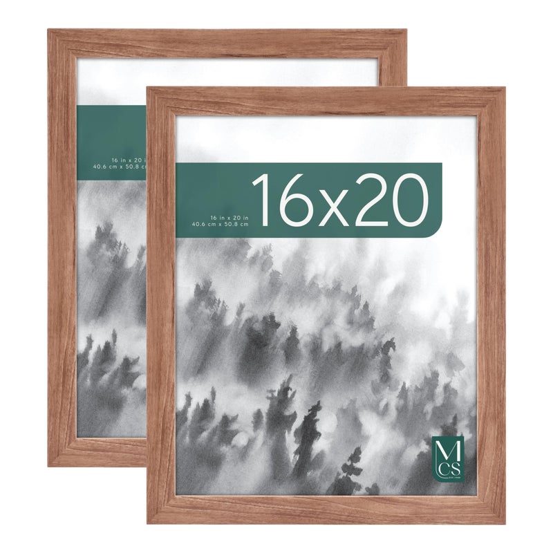 MCS Museum Poster Frame 16x20 Medium Oak Vertical  Horizontal Wall Hanging Large Picture Frame for Photos Posters  Art Prints 2Pack