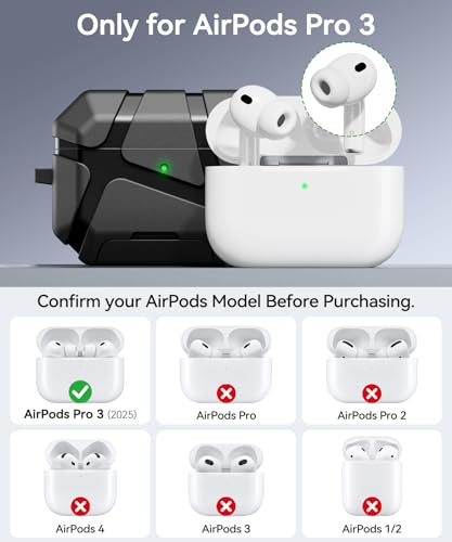 TNSNK for AirPods Pro 3rd Case (2025 New),Secure Lock & Phone Stand Design Compatible with Airpods Pro 3 Generation Cover with Cleaner Kit-Balck - Image 2
