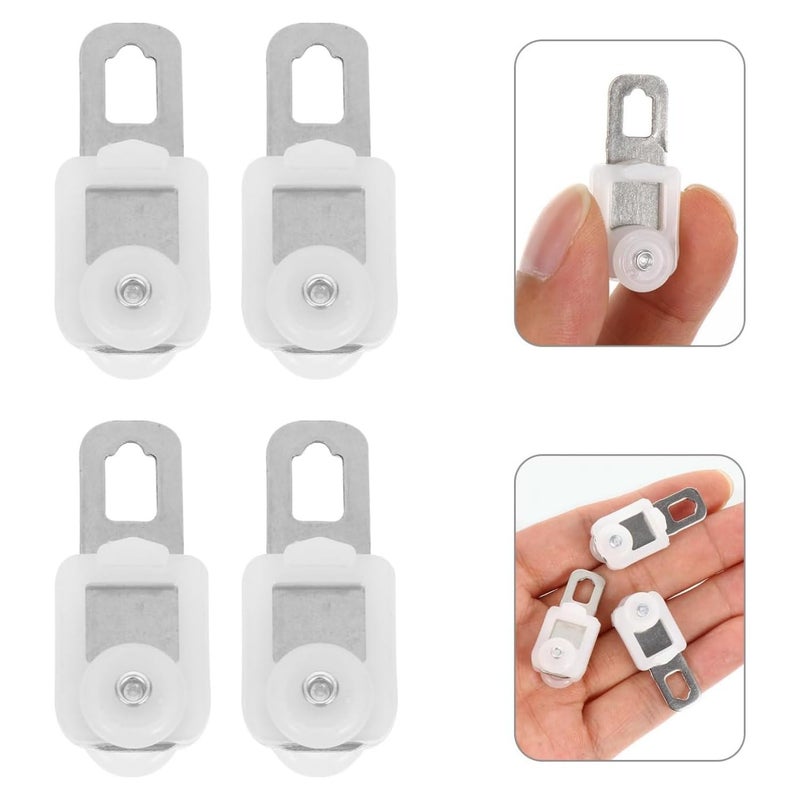 100 pcs Curtain Pulley Sliding Curtain Track Hooks Curtain Track Clips for Sliding Curtain Track Heavy Duty Pulley Kit Curtain Rod Curtain Accessories Roller White Plastic - Image 4