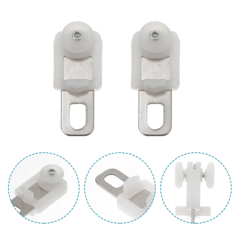 100 pcs Curtain Pulley Sliding Curtain Track Hooks Curtain Track Clips for Sliding Curtain Track Heavy Duty Pulley Kit Curtain Rod Curtain Accessories Roller White Plastic - Image 2