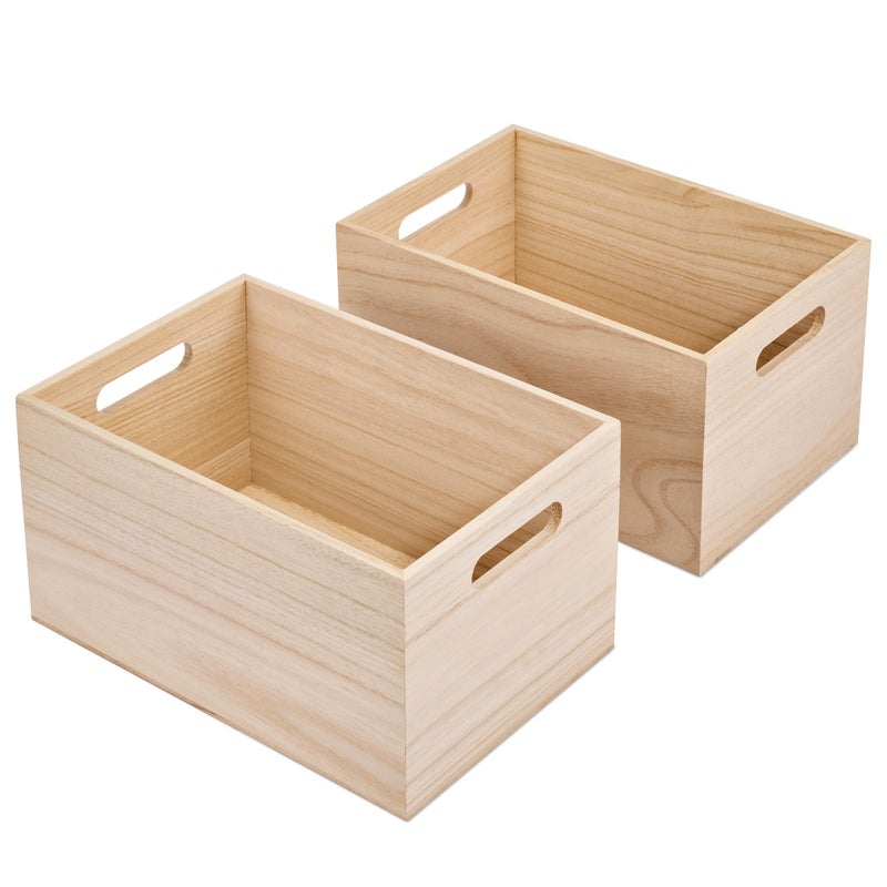 Sorbus Unfinished Wood Crates - Organizer Bins, Wooden Box for Pantry Organizer Storage, Closet, Arts & Crafts, Cabinet Organizers, Containers for Organizing (2 Pack) - Image 2
