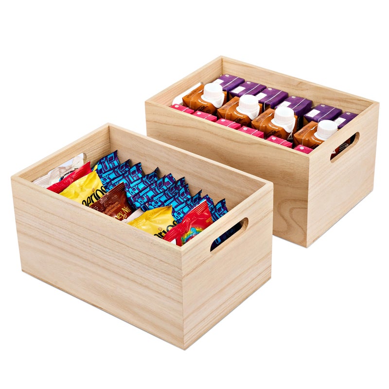 Sorbus Unfinished Wood Crates - Organizer Bins, Wooden Box for Pantry Organizer Storage, Closet, Arts & Crafts, Cabinet Organizers, Containers for Organizing (2 Pack) - Image 1