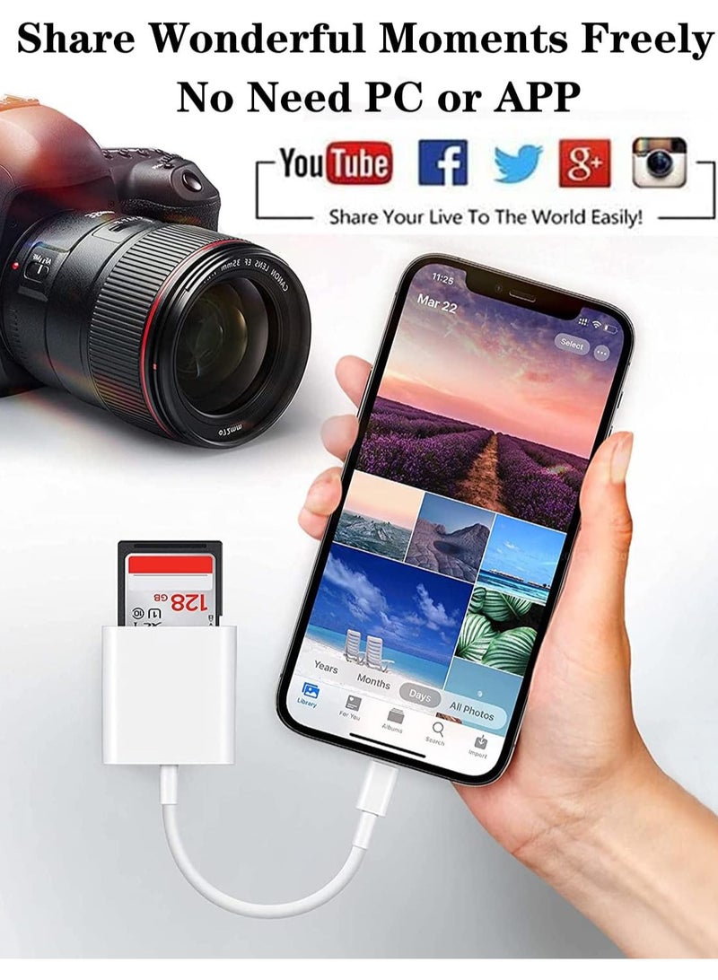 Apple Lightning to SD & TF Card Dual Slot Reader for iPhone/iPad, 2 in 1 Micro SD TF Trail Camera Viewer Memory Card Adapter, Plug and Play  - Image 2