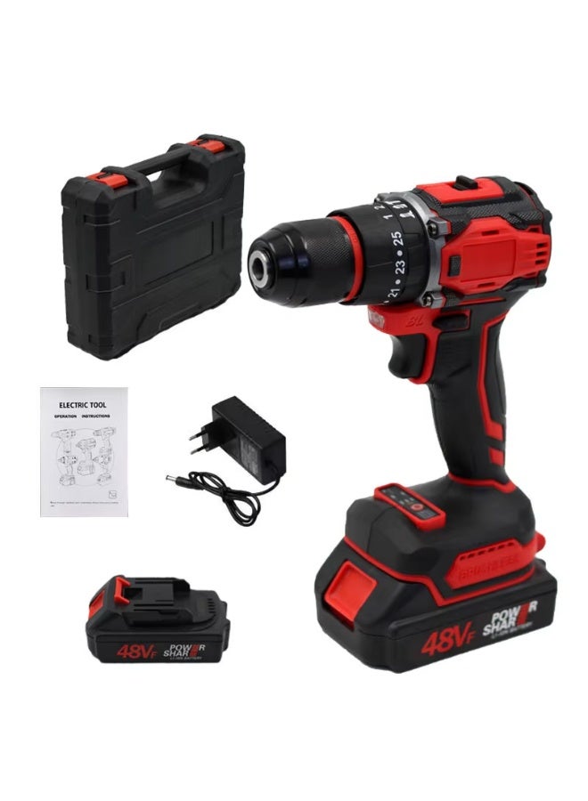 مجموعة مثقاب لاسلكي قابل لإعادة الشحن بجهد 48 فولت احترافية | مع بطاريتين | أداة كهربائية احترافية - Image 5