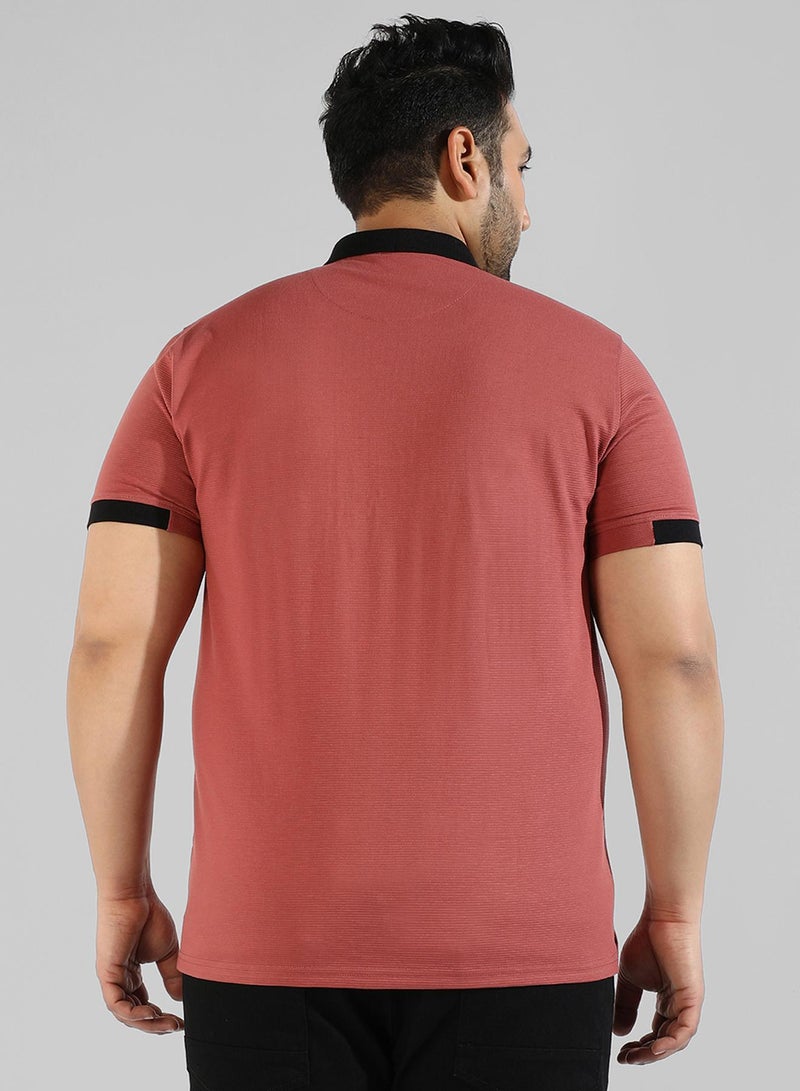 Instafab Plus Men's Solid Red Regular Fit Casual T-Shirt - Image 3