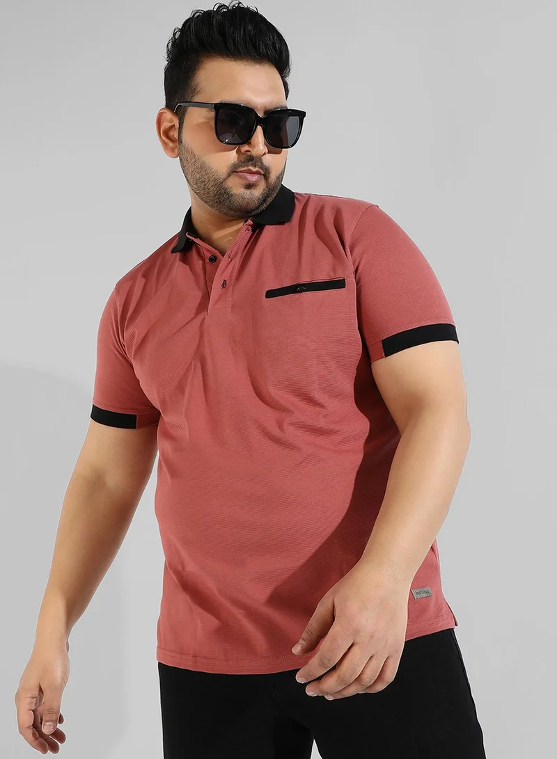 Instafab Plus Men's Solid Red Regular Fit Casual T-Shirt