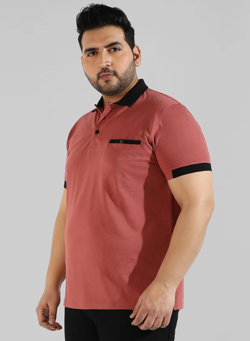 Instafab Plus Men's Solid Red Regular Fit Casual T-Shirt