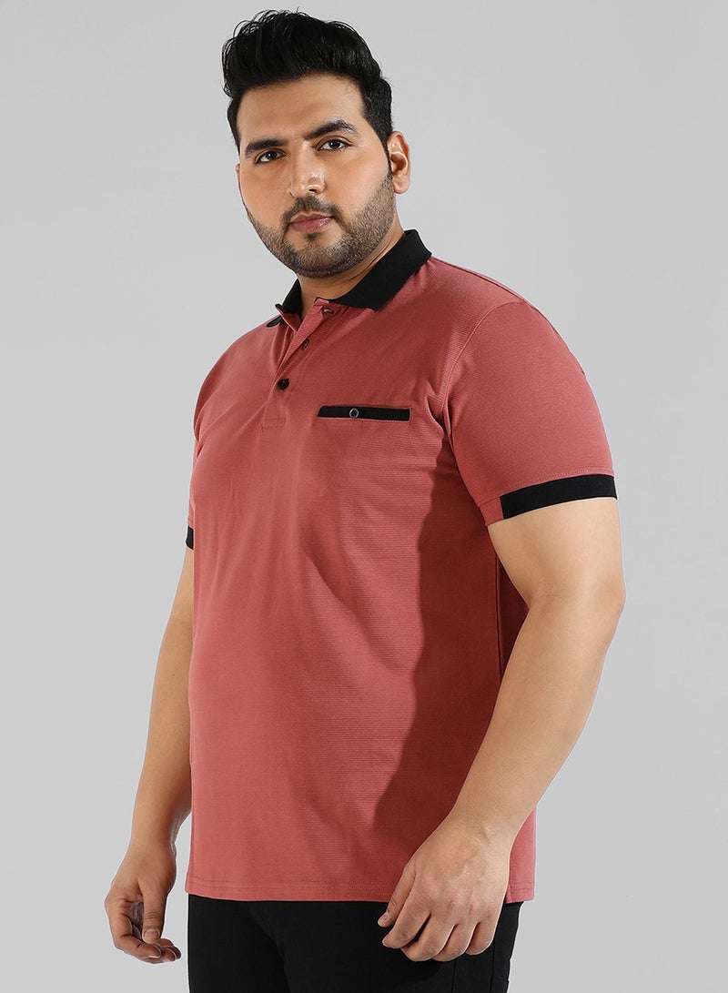 Instafab Plus Men's Solid Red Regular Fit Casual T-Shirt - Image 2