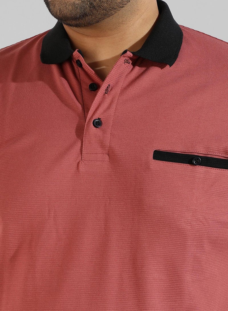 Instafab Plus Men's Solid Red Regular Fit Casual T-Shirt - Image 5