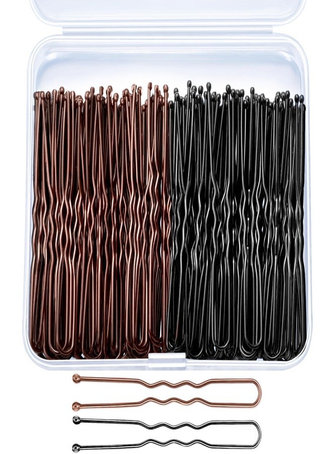 TsMADDTs Hair Pins, 2.4IN 50PCS Brown and 50PCS Balck U Shaped Hair Pins for Women, Ballet Bun Hairstyles with Storage Box - Image 1