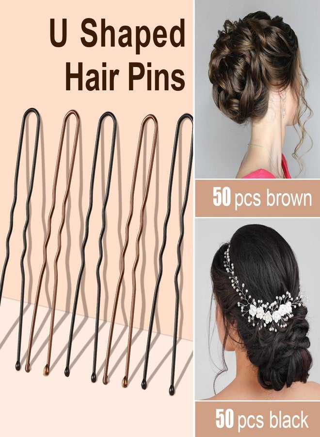 TsMADDTs Hair Pins, 2.4IN 50PCS Brown and 50PCS Balck U Shaped Hair Pins for Women, Ballet Bun Hairstyles with Storage Box - Image 4