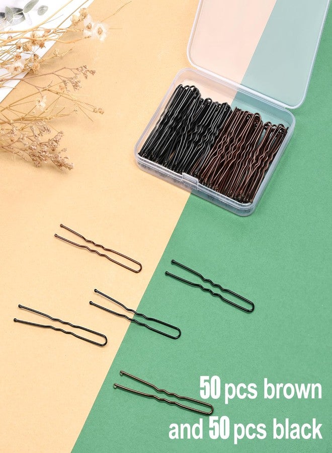 TsMADDTs Hair Pins, 2.4IN 50PCS Brown and 50PCS Balck U Shaped Hair Pins for Women, Ballet Bun Hairstyles with Storage Box - Image 5