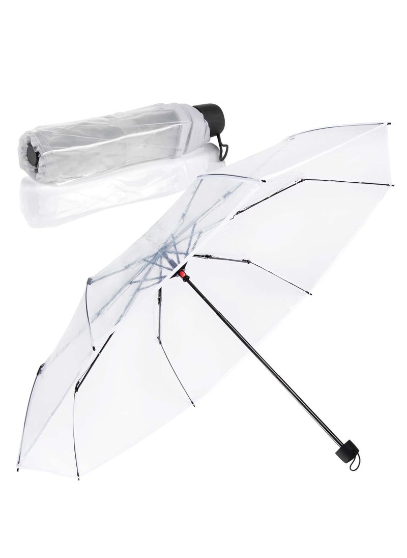 Generic Folding Umbrellas Travel Umbrella, Transparent Umbrella Pocket Umbrella, Portable Compact Protection, Small Light Weight Waterproof - white  - Image 1
