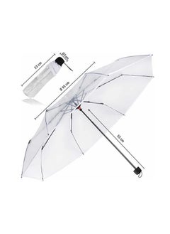 Generic Folding Umbrellas Travel Umbrella, Transparent Umbrella Pocket Umbrella, Portable Compact Protection, Small Light Weight Waterproof - white  - Image 3