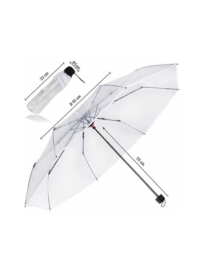 Generic Folding Umbrellas Travel Umbrella, Transparent Umbrella Pocket Umbrella, Portable Compact Protection, Small Light Weight Waterproof - white  - Image 3
