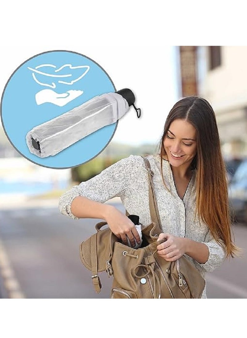 Generic Folding Umbrellas Travel Umbrella, Transparent Umbrella Pocket Umbrella, Portable Compact Protection, Small Light Weight Waterproof - white  - Image 4