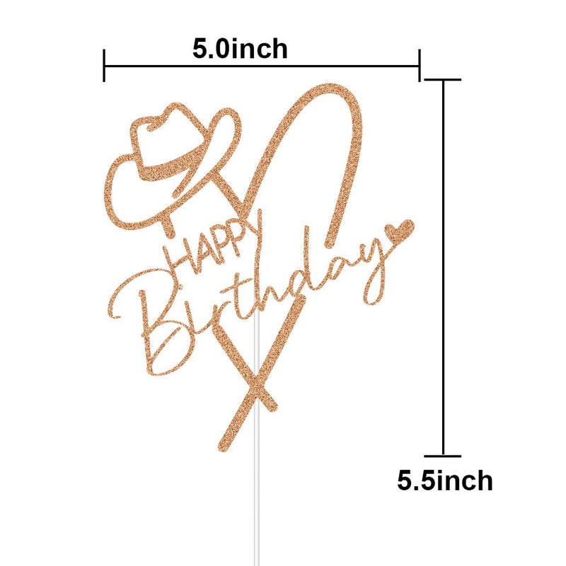 ZLPDS Cowgirl Happy Birthday Cake Topper  Mexican Western Birthday Cake Decor  Fiesta Theme Girls Birthday Party Decorations Rose Gold Glitter - Image 3