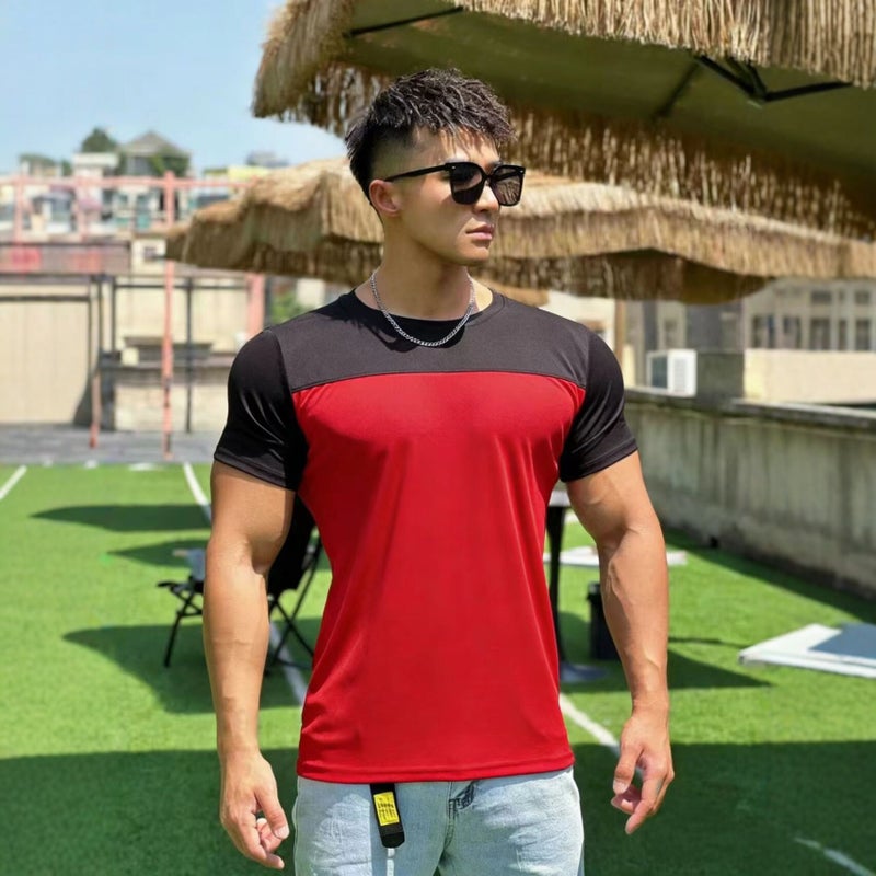 2026 Summer Men's Color Block Slim Fit Quick Dry T-Shirt - Image 4