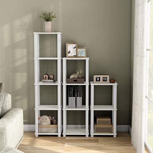 Homes: Inside + Out Apexa Modern 3-Tier Narrow Shelving Units, Collectibles Display Shelves, Easy Assembly Standing Shelf, Home Storage Organizer for Living Room, Bedroom, Office, White - Image 2