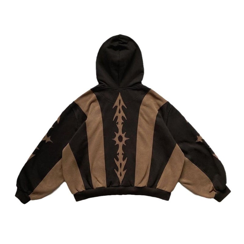 Ethbox Y2K Hoodie Gothic Sportswear Men's Retro Long Sleeve Hoodie Hip Hop High Street (Black, Large) - Image 4