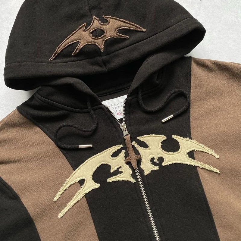 Ethbox Y2K Hoodie Gothic Sportswear Men's Retro Long Sleeve Hoodie Hip Hop High Street (Black, Large) - Image 2