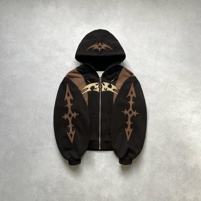 Ethbox Y2K Hoodie Gothic Sportswear Men's Retro Long Sleeve Hoodie Hip Hop High Street (Black, Large) - Image 5