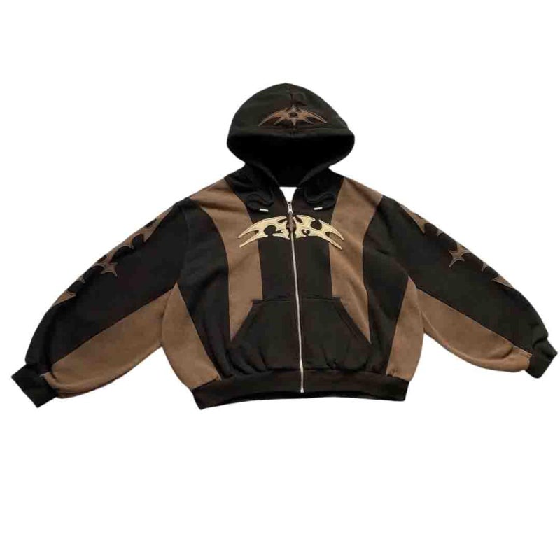 Ethbox Y2K Hoodie Gothic Sportswear Men's Retro Long Sleeve Hoodie Hip Hop High Street (Black, Large) - Image 1