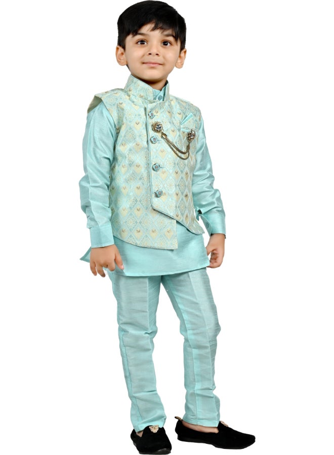 بي تي ديزايز طقم كورتا بيجاما سماوي للأولاد - Image 5