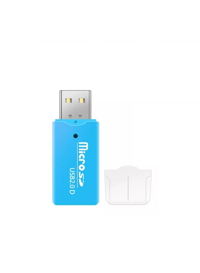 قارىء كارت ميموري صغير USB 2.0 عالي السرعة لون ازرق