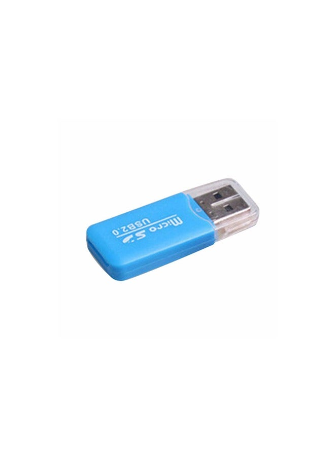 قارىء كارت ميموري صغير USB 2.0 عالي السرعة لون ازرق