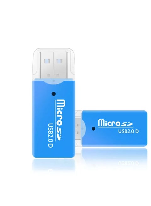 قارىء كارت ميموري صغير USB 2.0 عالي السرعة لون ازرق