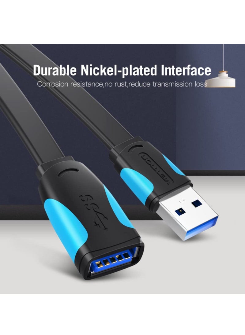 VENTION - Flat Usb 3.0 Tinned Copper Cable Super Speed Up to 5 Gbps Transmission Usb3.0 Extension 1 Meter - Image 1