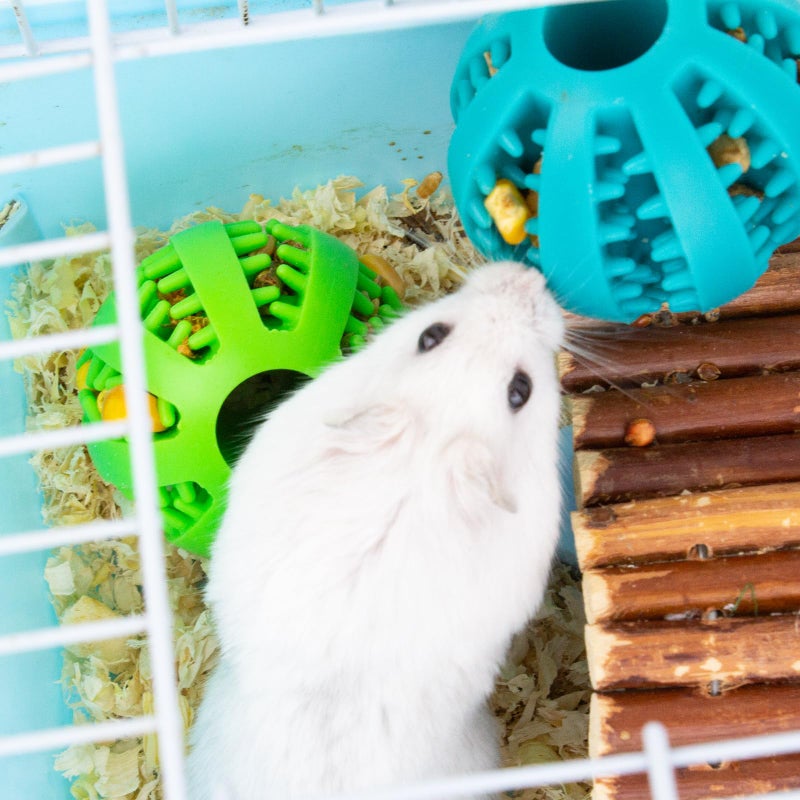 FlidRunest Hamster Foraging Ball Toy Puzzle, 2 PCS Hamster Treat Ball for Teething, Small Animals Slow Feeder, Food Hide Treat Dispensing Snuffle Game Interactive Toy for Guinea Pig, Rat - Image 4