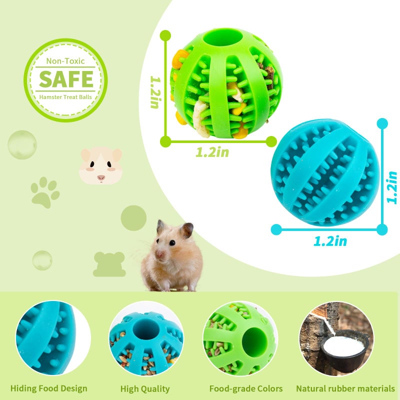 FlidRunest Hamster Foraging Ball Toy Puzzle, 2 PCS Hamster Treat Ball for Teething, Small Animals Slow Feeder, Food Hide Treat Dispensing Snuffle Game Interactive Toy for Guinea Pig, Rat - Image 5