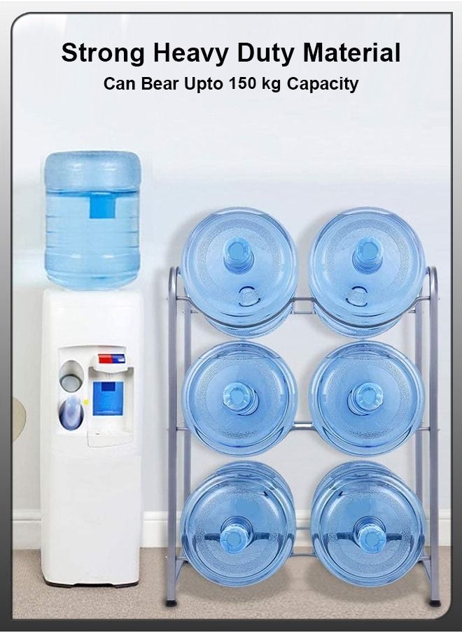 Toshionics - 6 Bottles Storage 3 Tier Reinforced Carbon Rack Steel Heavy Duty 5 Gallon Water Cane Jug Holder Cooler Organizer Shelf For Home Kitchen Office Garages Restaurant Gym Stand Shelves - Image 1