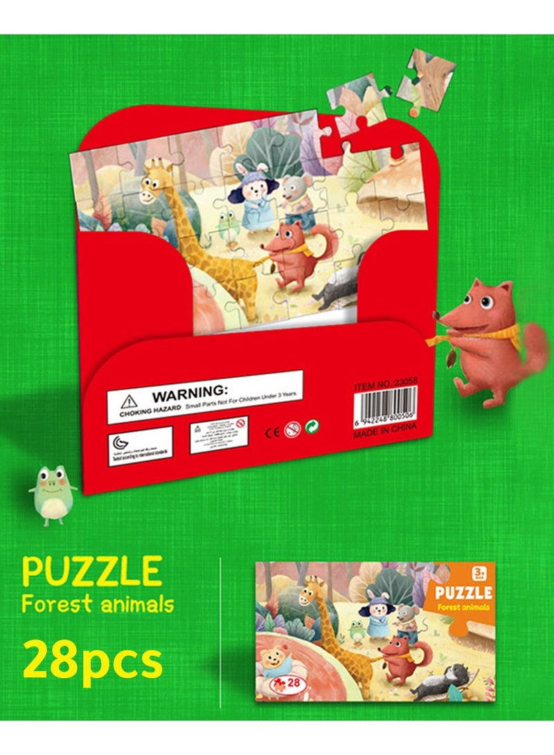 Jungle Animals 28-Piece Mini Puzzle – Fun Educational Puzzle for Kids – 15x26cm Completed Size - Image 1