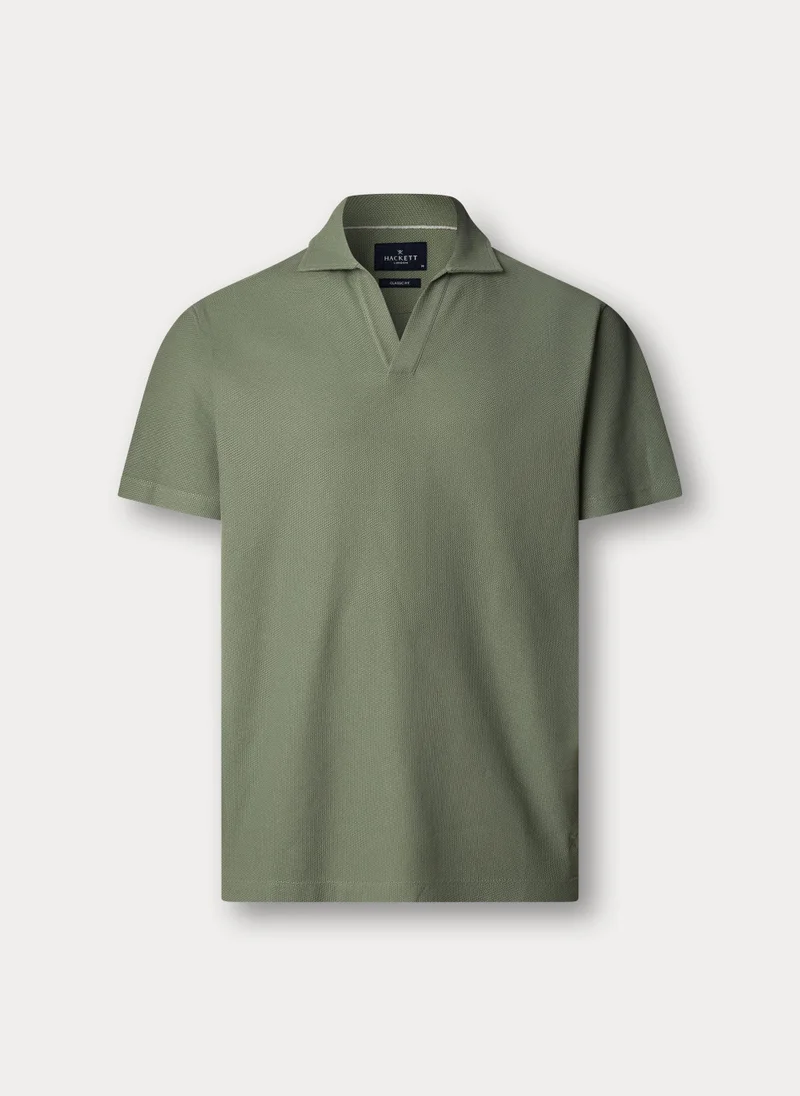 هاكيت Classic Fit Short Sleeve Textured Knit Polo