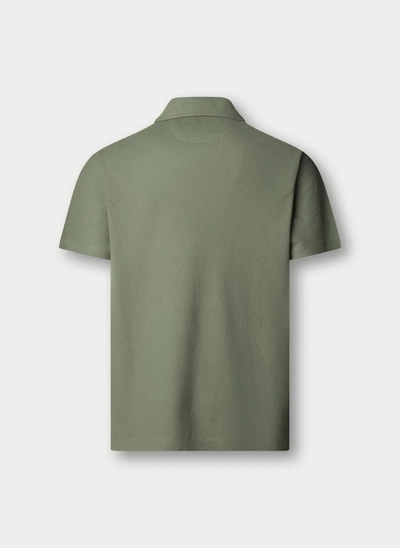 هاكيت Classic Fit Short Sleeve Textured Knit Polo