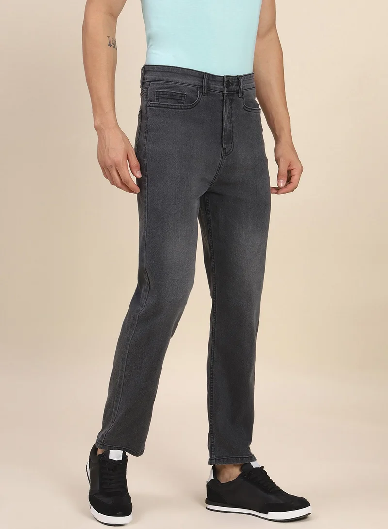 Dennis Lingo Slim Fit Grey Men's Jeans with Button & Zip Closure