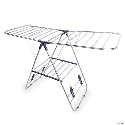 CRESNEL Stainless Steel Clothes Drying Rack  Adjustable Gullwing and Foldable for Easy Storage  RustProof for Indoor and Outdoor Use