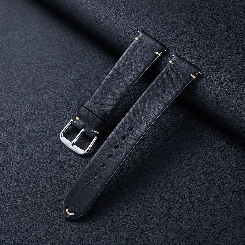 Vintage Calfskin Leather Watch Strap 18-22mm Black