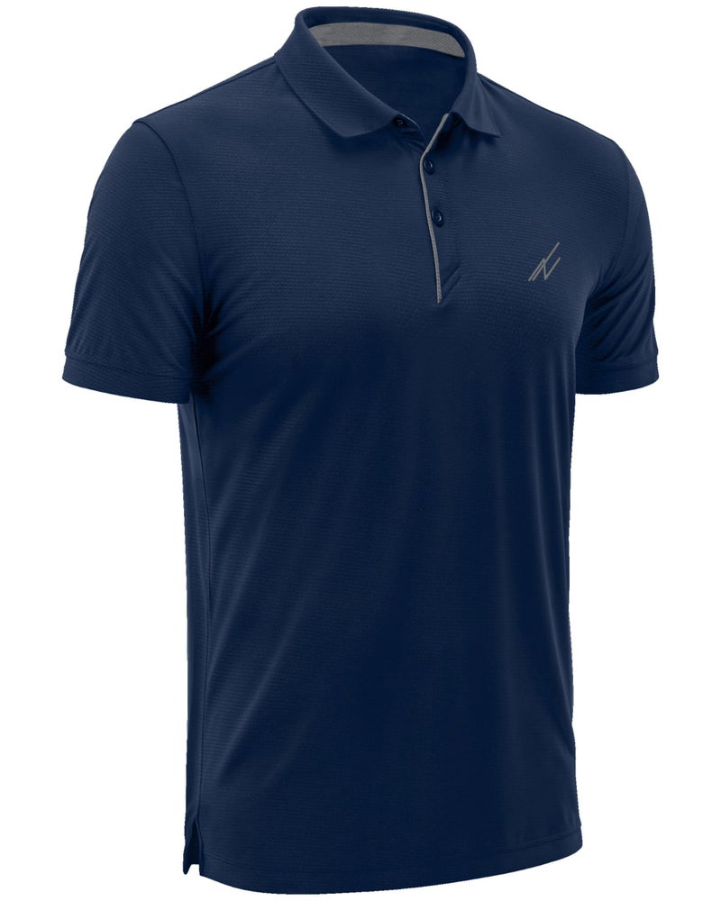 NY Threads Men's Golf Polo Shirt UPF 70+ Regular Fit Moisture Wicking Quick Dry Performance Short Sleeves Polo, Large, Navy - Image 1