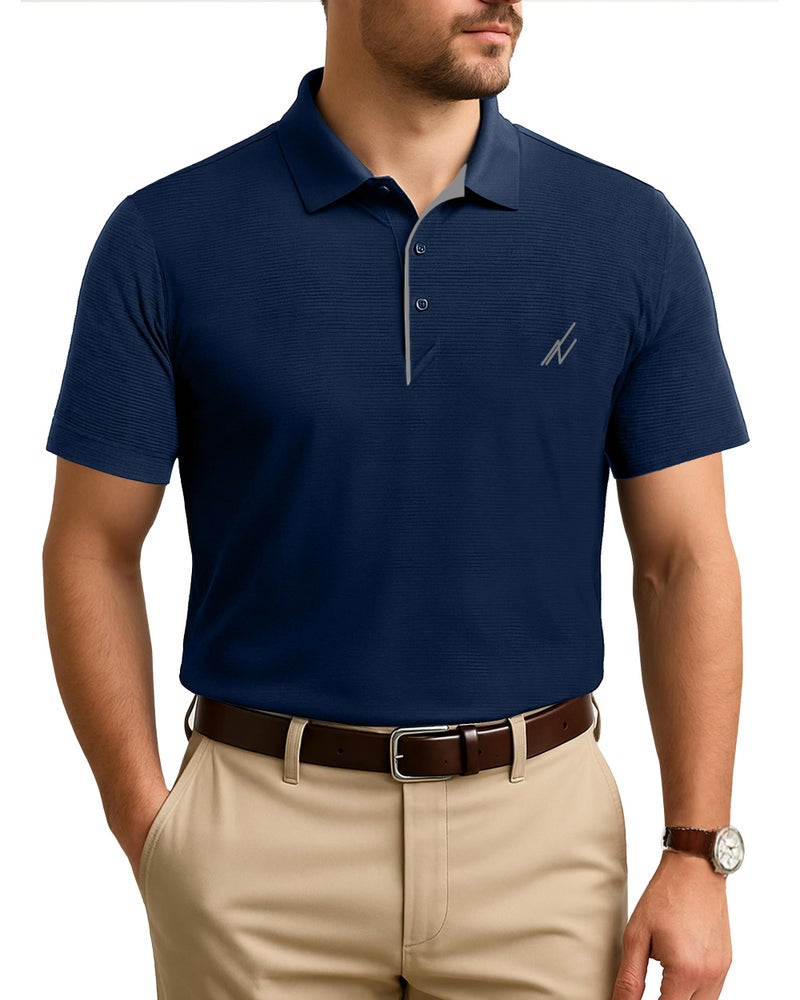NY Threads Men's Golf Polo Shirt UPF 70+ Regular Fit Moisture Wicking Quick Dry Performance Short Sleeves Polo, Large, Navy - Image 2