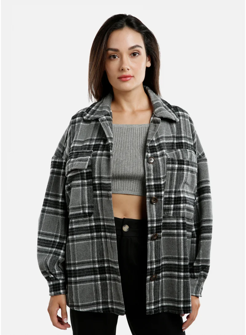 London Rag London Rag Oversized Flannel Plaid Shirt