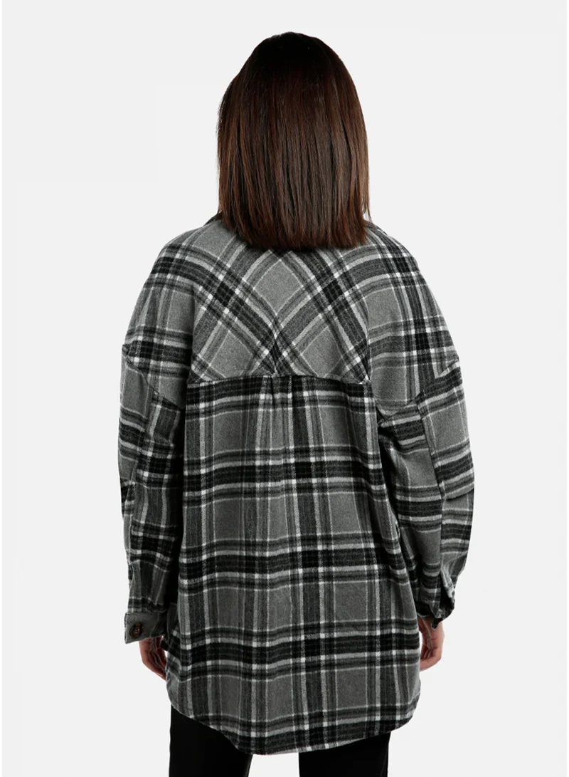 London Rag  London Rag Oversized Flannel Plaid Shirt for Women | Best Price UAE